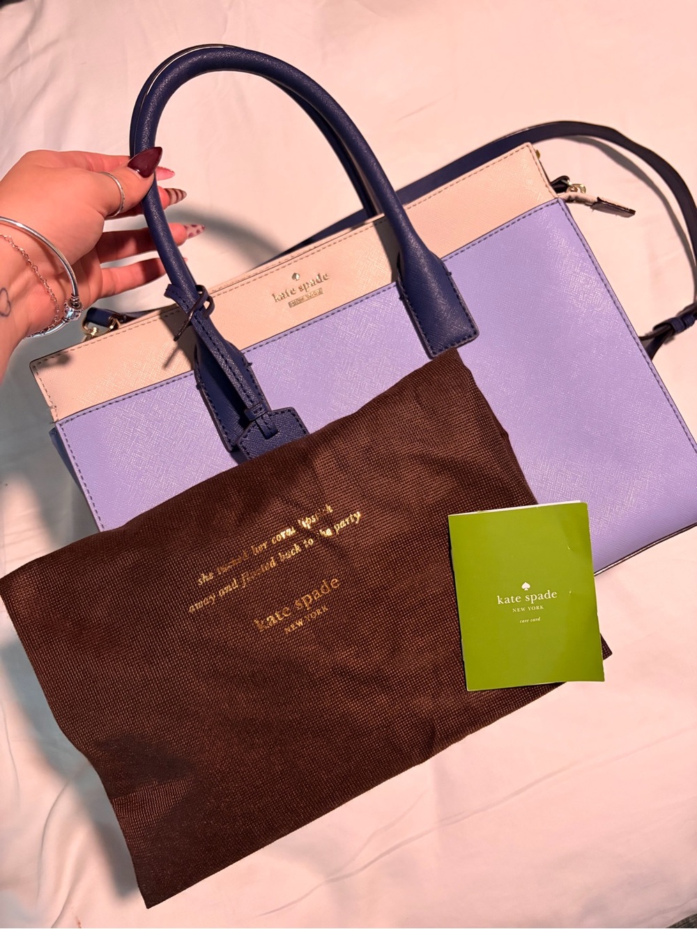 kate spade Lavender and Navy Colorblock Satchel